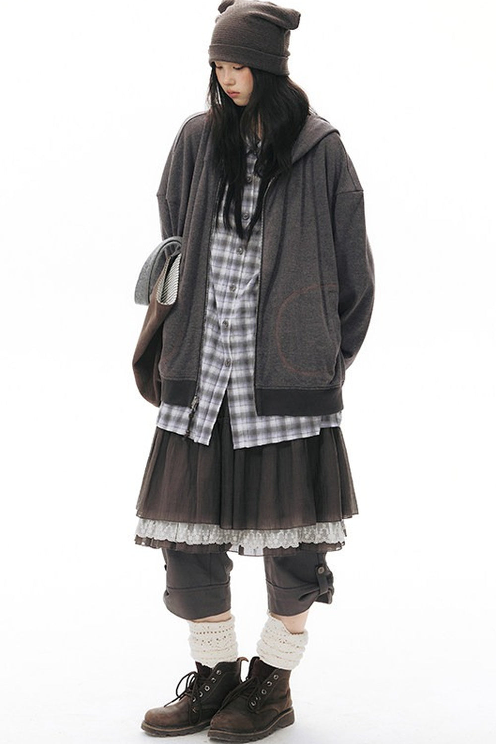 Reversible Striped Hooded Knit Cardigan