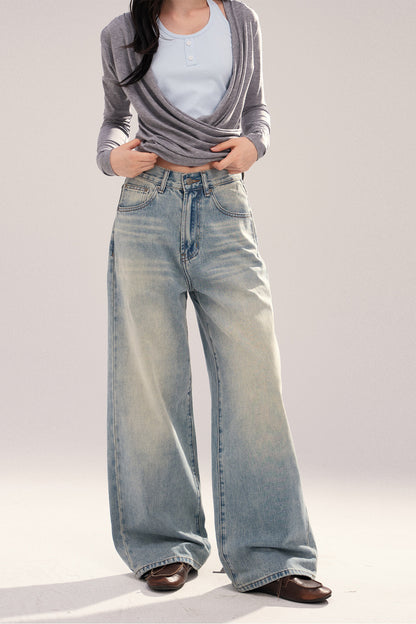 Vintage Washed Distressed Denim Pants