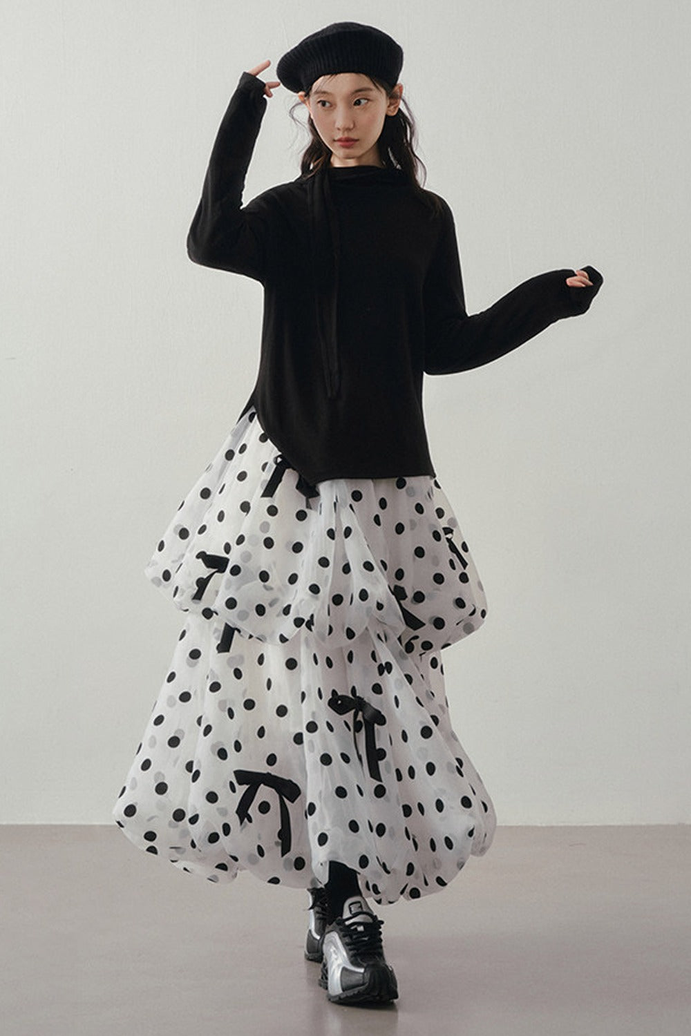 Polka Dot Tiered Bow Skirt