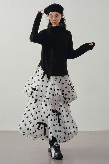 Polka Dot Tiered Bow Skirt