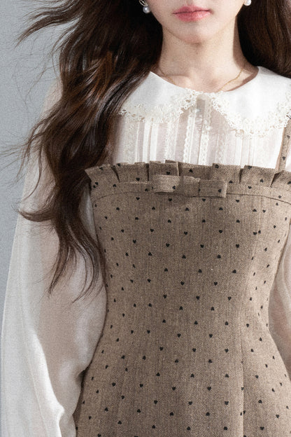 High-Waisted A-Line Polka Dot Dress
