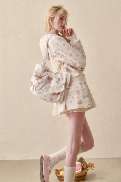 Bunny Print Hoodie Skirt Set-Up