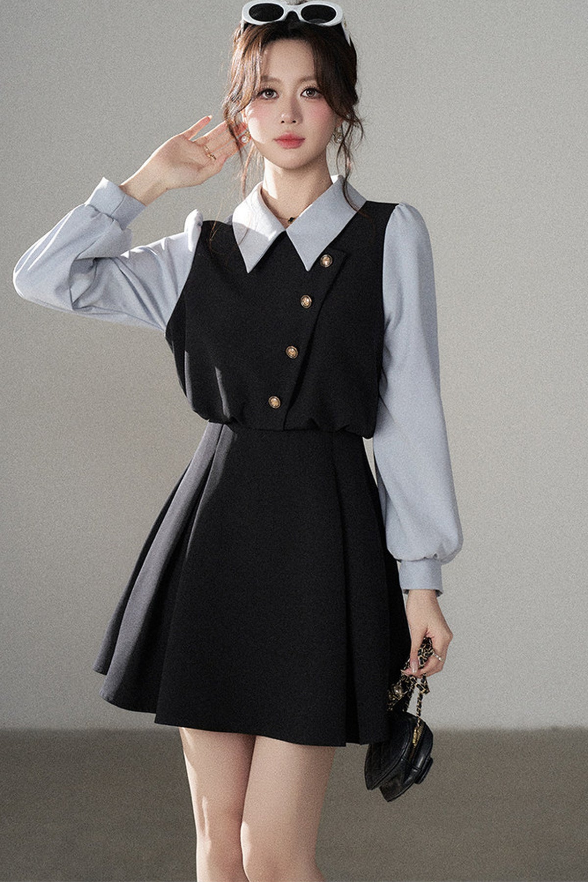 Berkeley Style Contrasting Sleeve Short Dress