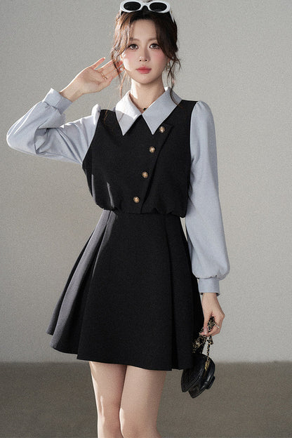 Berkeley Style Contrasting Sleeve Short Dress