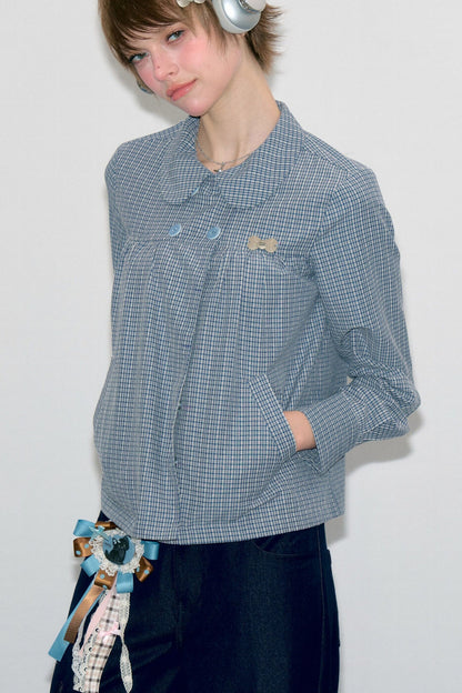 Pink Plaid Doll Collar Shirt