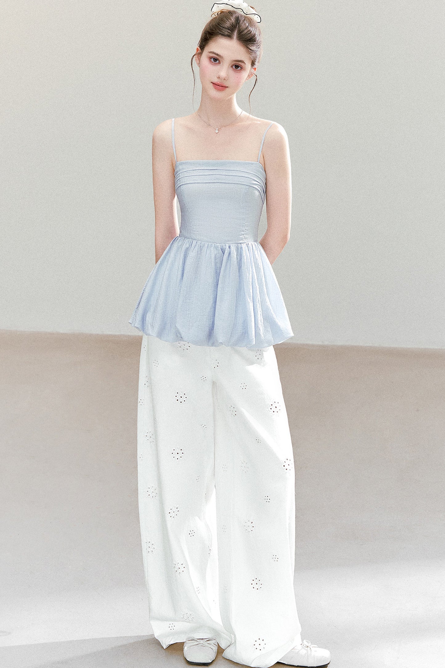 Textured Pleated Hem Top