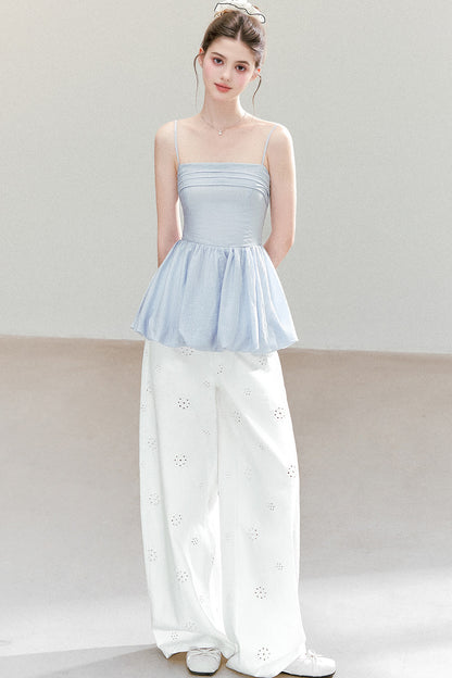 Textured Pleated Hem Top