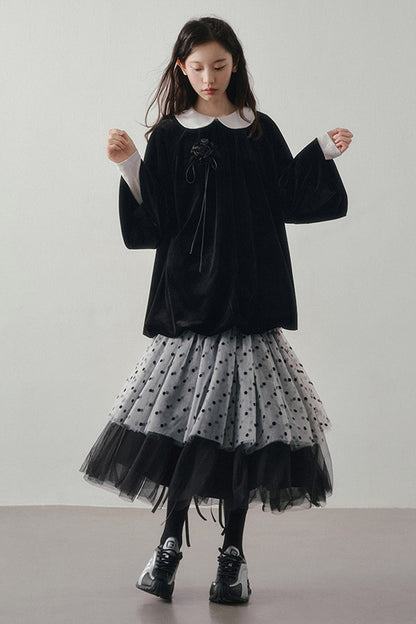 Polka Dot Patchwork Tulle Skirt