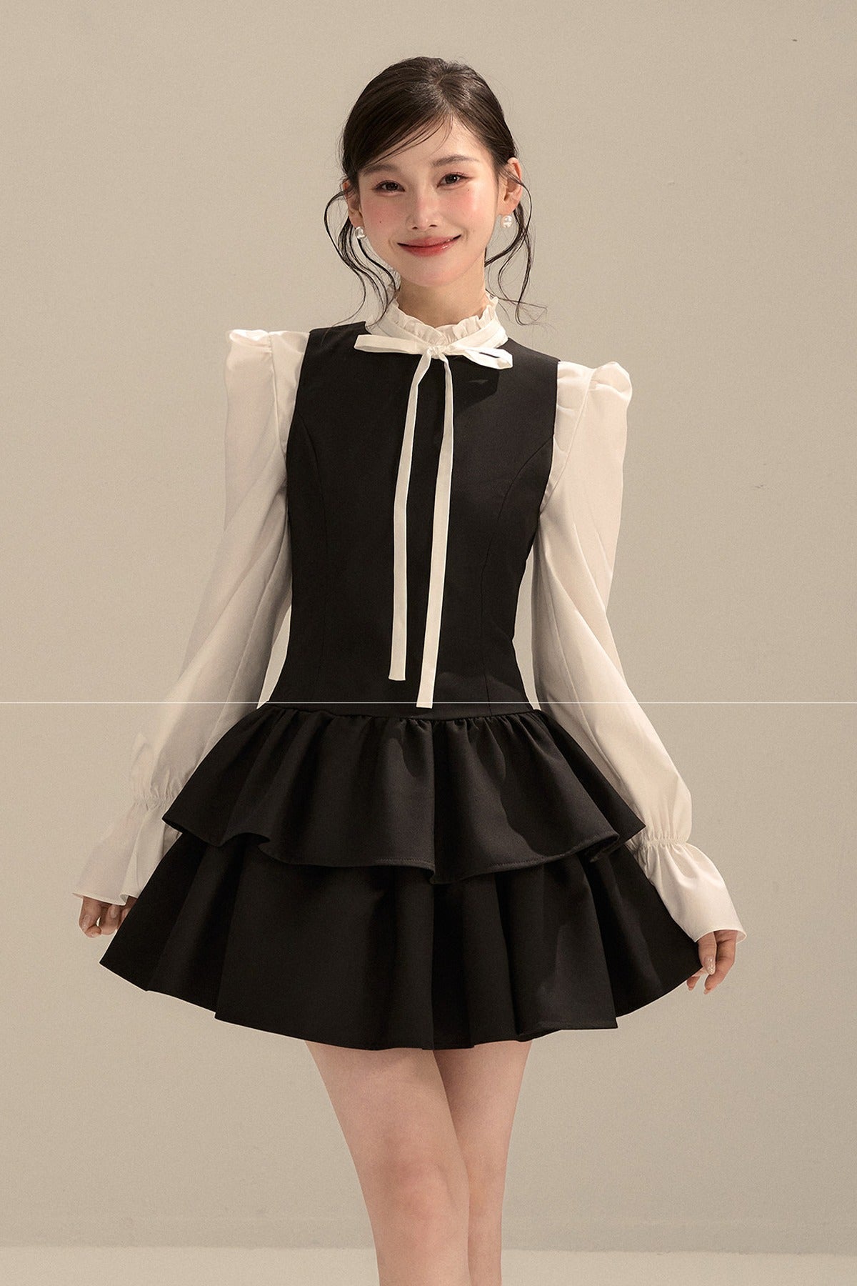 Black Sleeveless Puffy Tank Dress