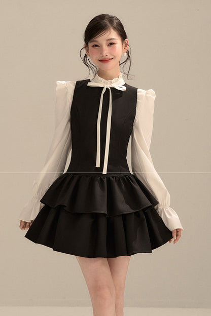Black Sleeveless Puffy Tank Dress