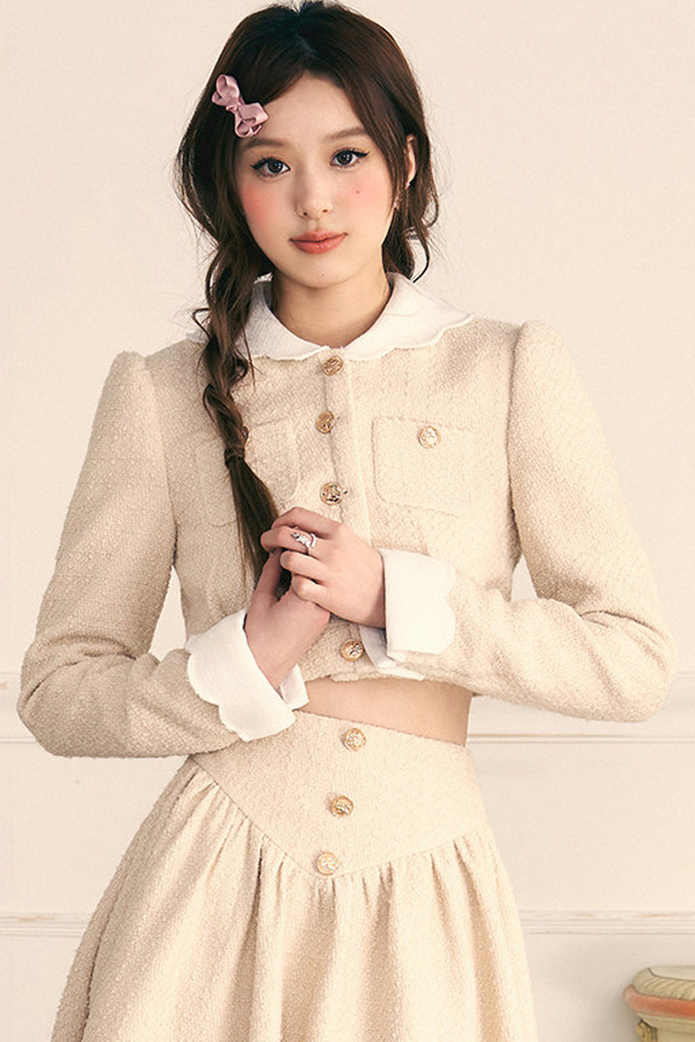 Tweed Jacket and Long Skirt Two-Piece Set