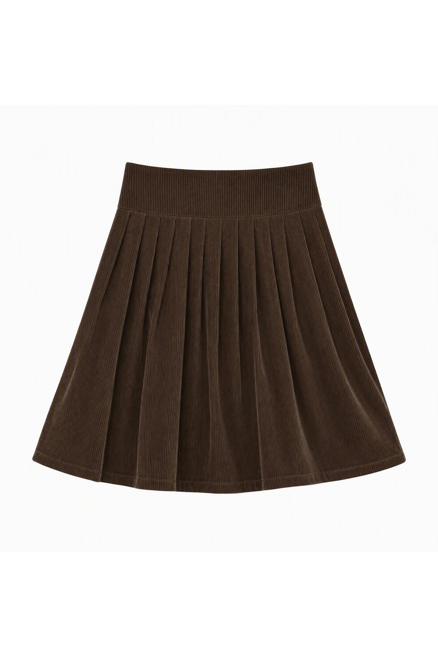 Woolen Short Sleeve Top and Corduroy Midi Skirt Set-Up
