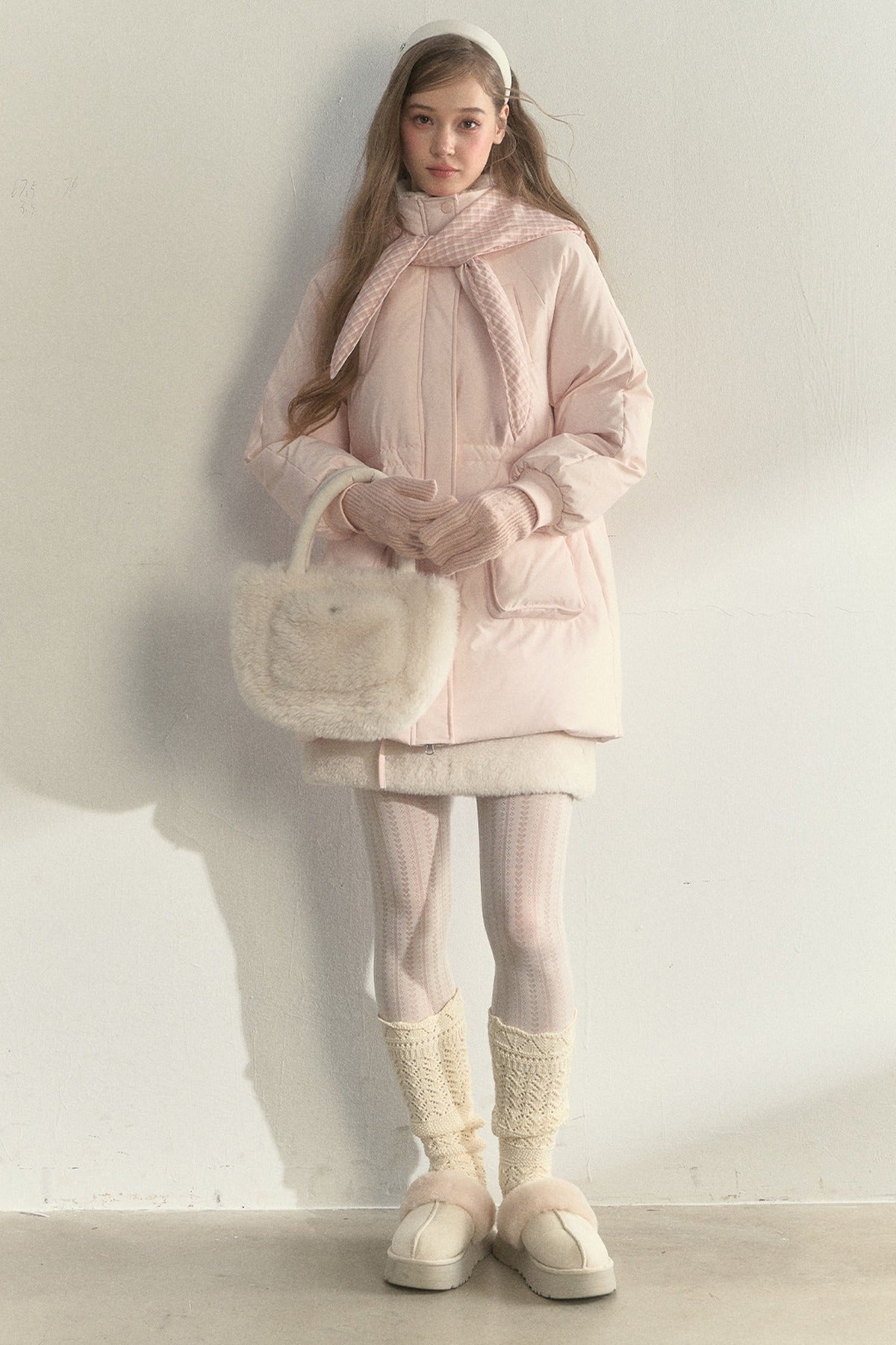 Cloud Scarf Hat Mid-Length Down Jacket