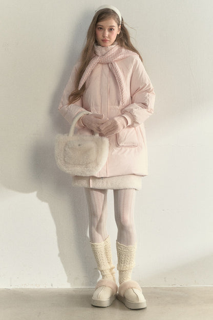Cloud Scarf Hat Mid-Length Down Jacket