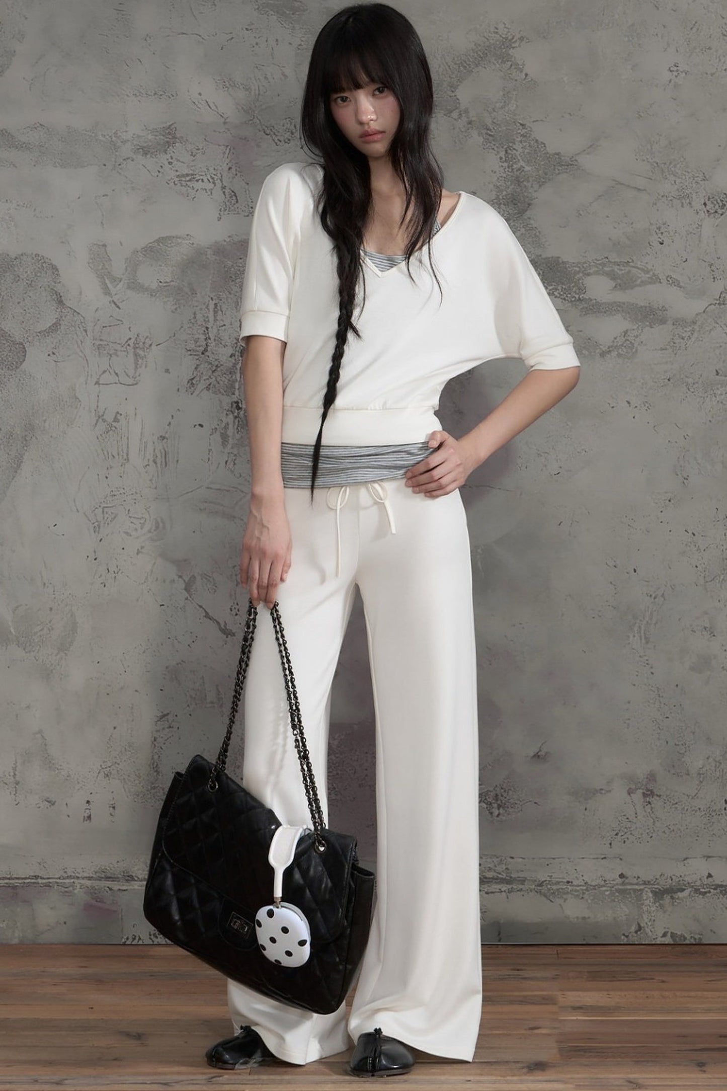 Color-Block Striped Wide-Leg Pants