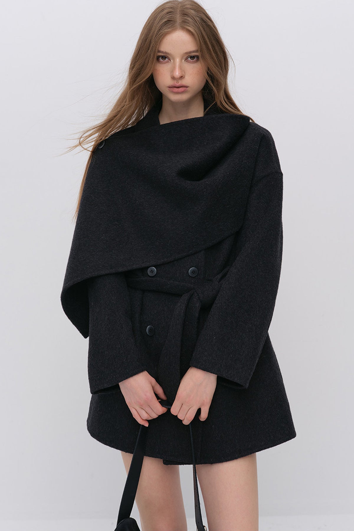 Half Shawl Wool Coat