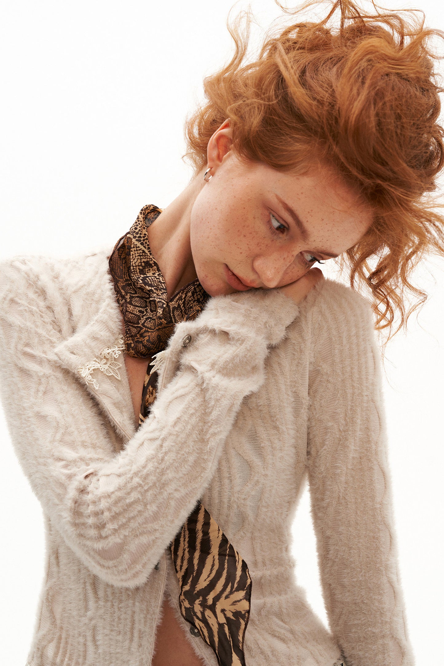 Lace Long Sleeve Knit Cardigan Top