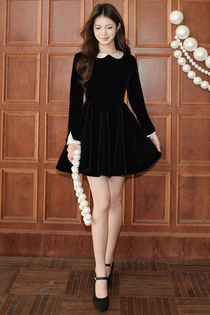 Doll Collar Velvet Dress