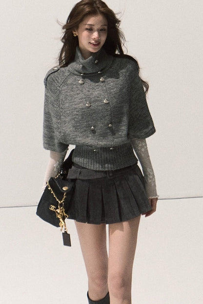 Wool Pullover Cape Shawl Coat