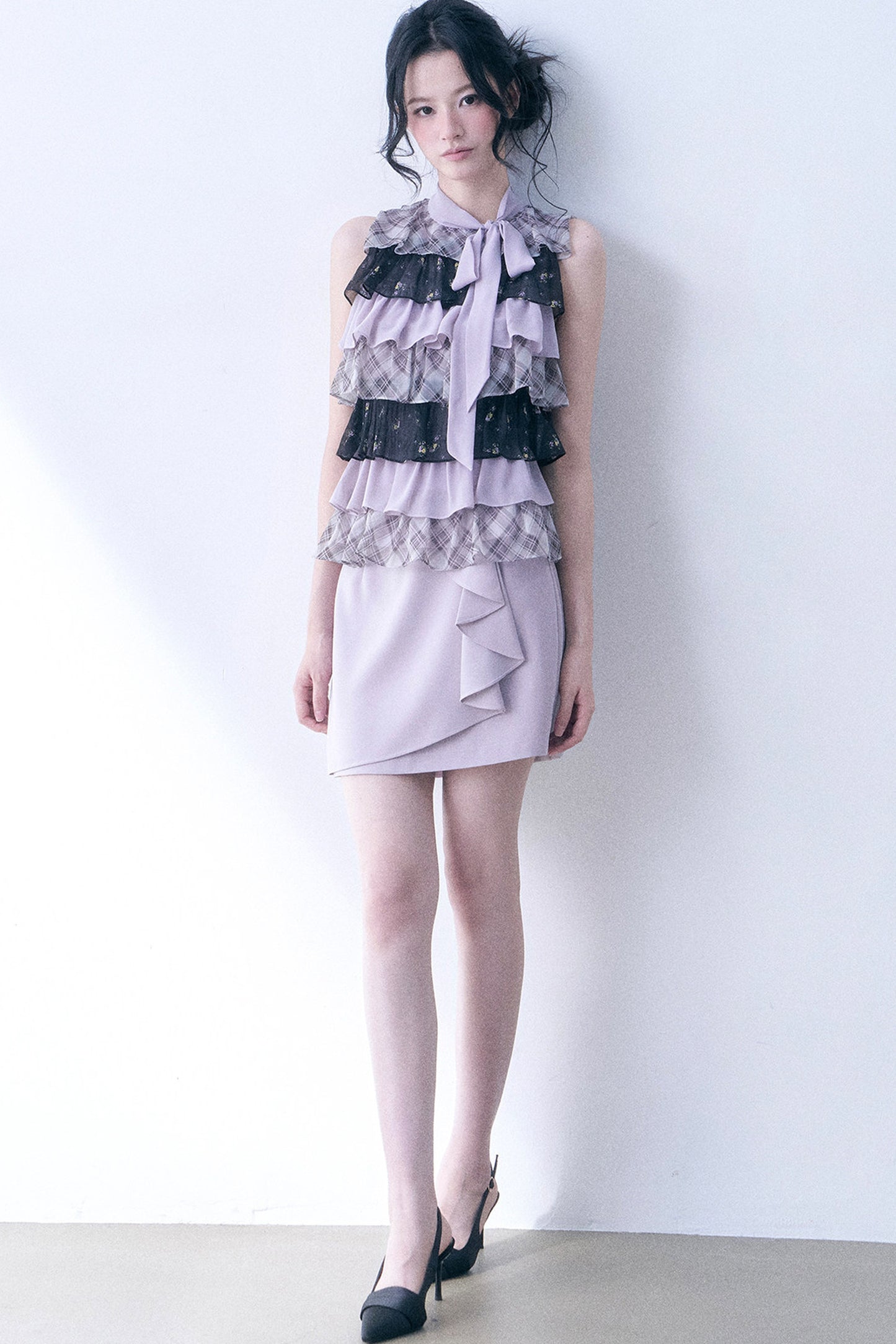 Chiffon Plaid Floral Top