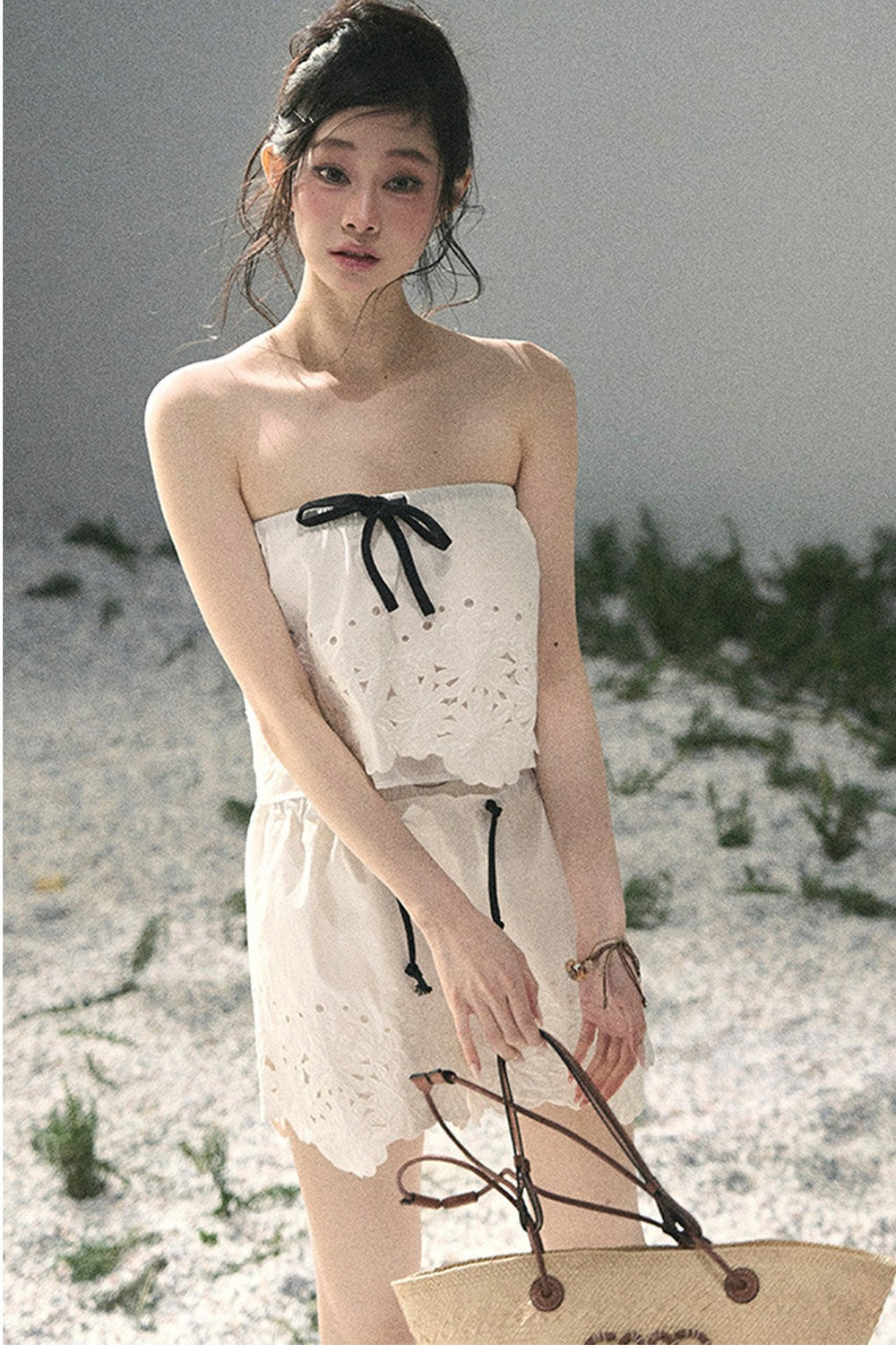 Embroidered Floral Vest and Shorts Set-Up