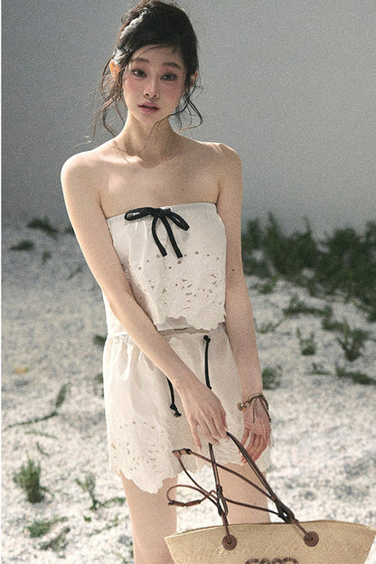 Embroidered Floral Vest and Shorts Set-Up