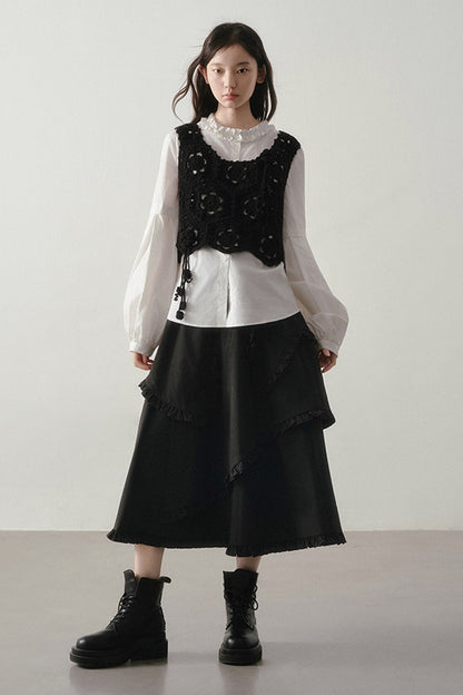 Original Design Gentle Floral Knitted Vest