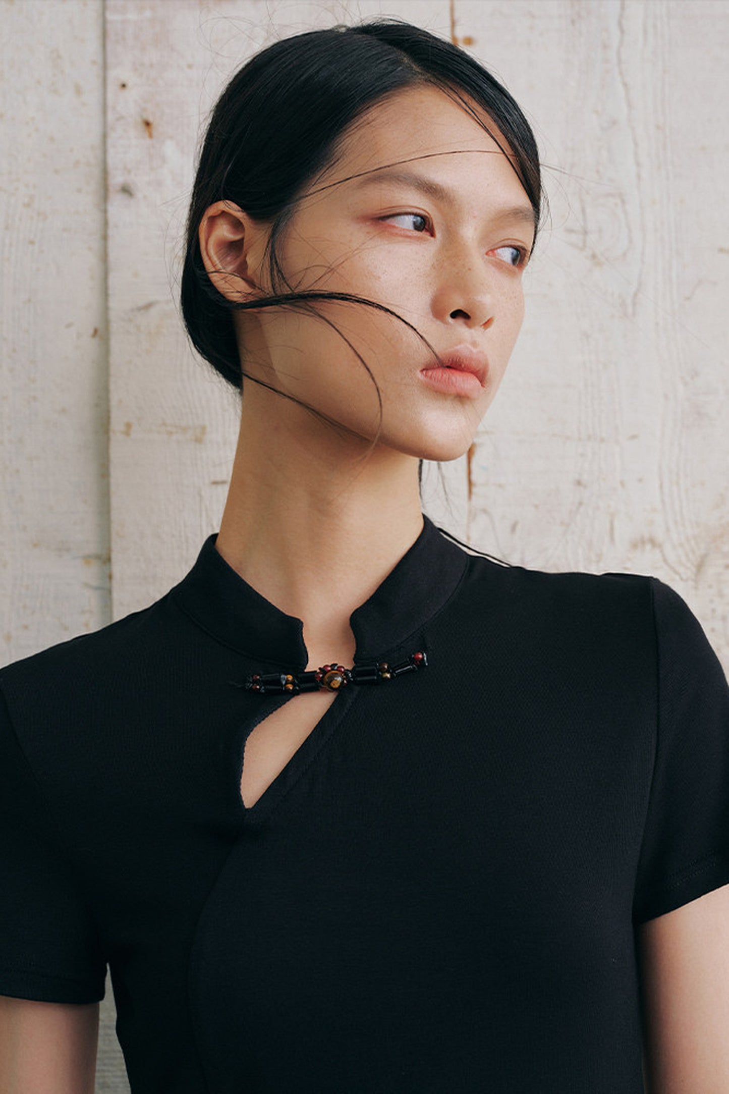 New Chinese Style Diagonal Closure Short Sleeve Top