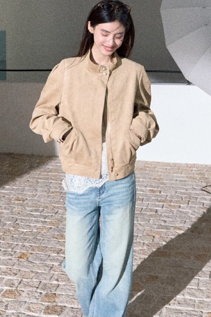 Jeans in denim lavato effetto vintage a gamba dritta