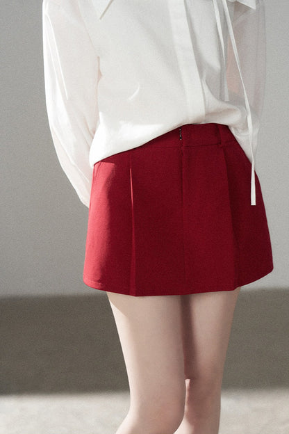 Long-Sleeve V-Neck Shirt and Skirt Set-Up