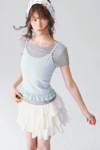 Ruffled Layered Two-Piece Top