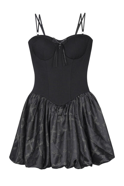 Black Floral Strap Dress Set-Up