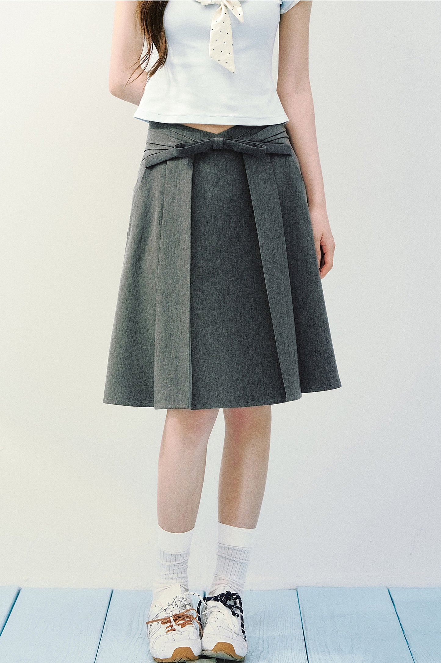 Asymmetrical Pleated Midi Skirt