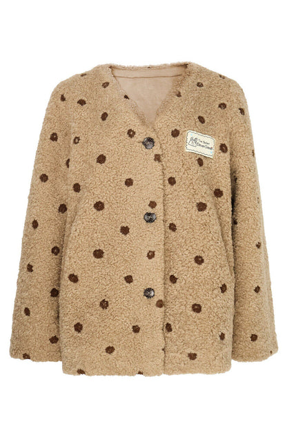 Polka Dot Lamb Wool Coat and Trousers Set-Up