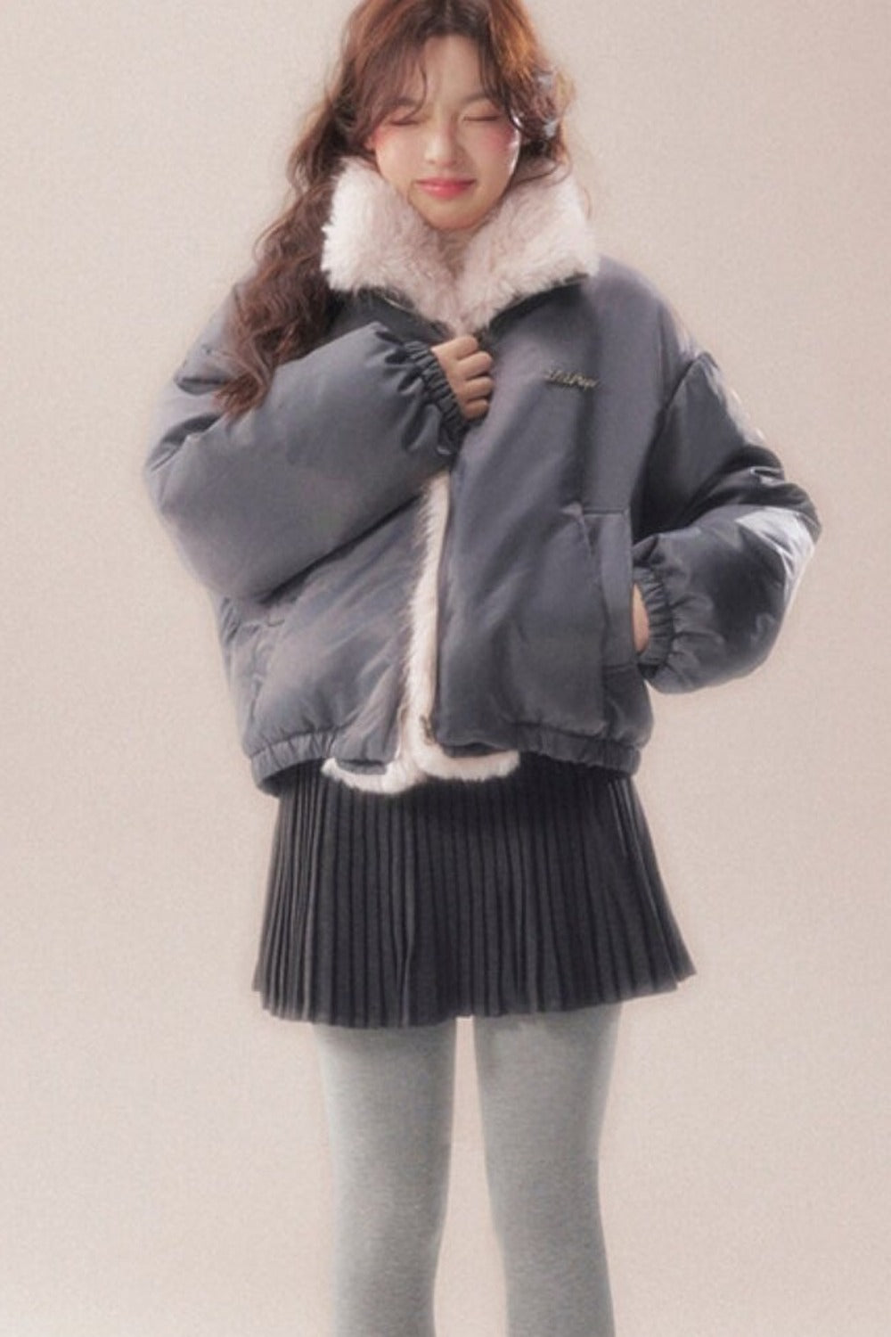 Patchwork Plush Down Jacket