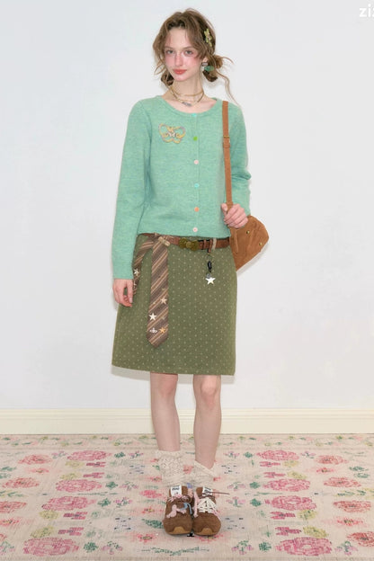 Butterfly Embroidered Knit Cardigan