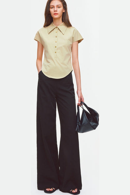 Tencel Linen Cotton Wide-Leg Trousers