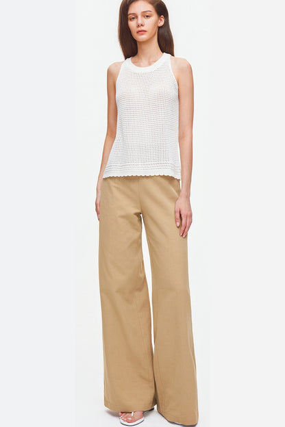 Tencel Linen Cotton Wide-Leg Trousers