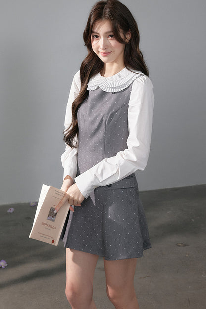 Gray Polka Dots Sleeveless Dress