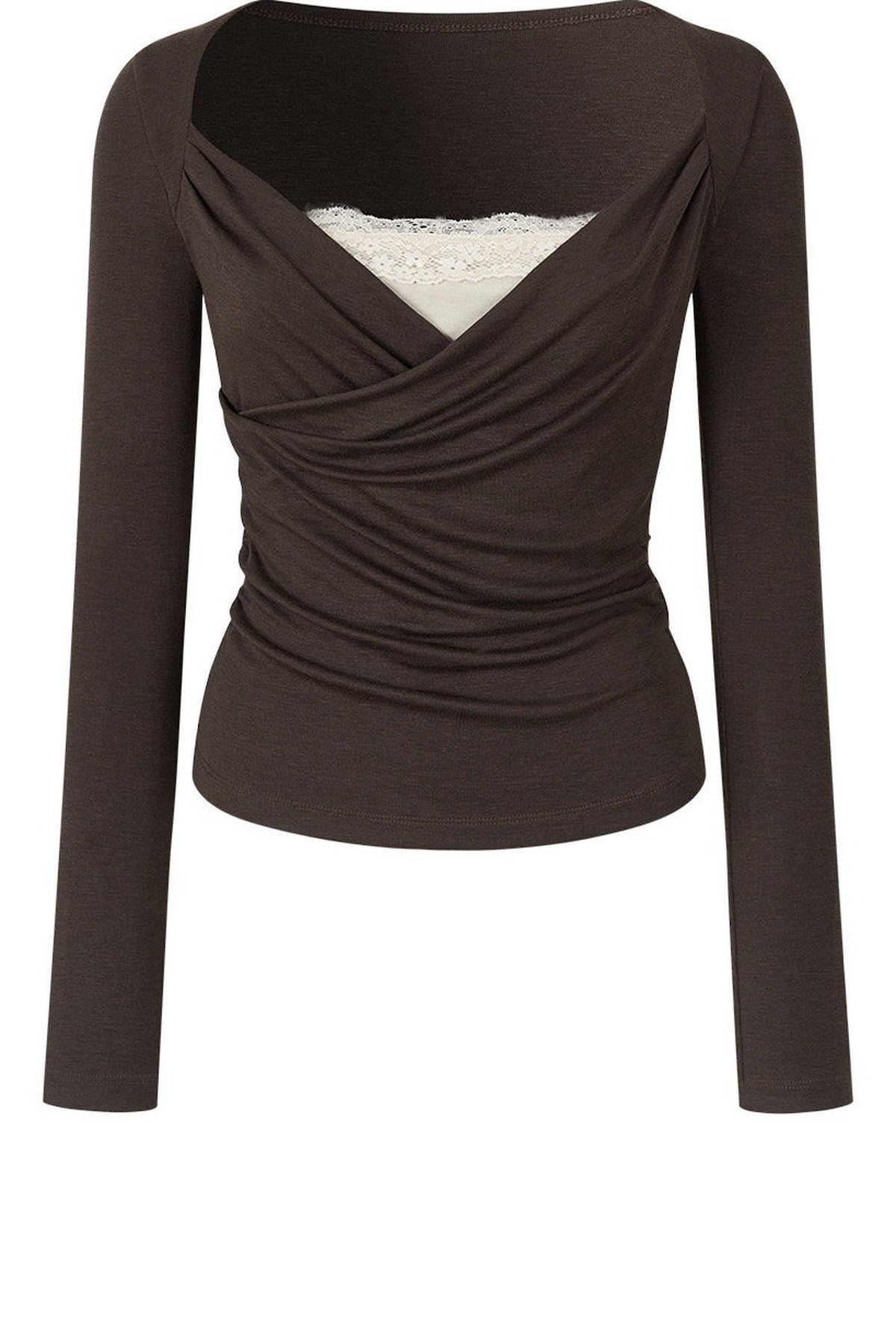 Layered-Look Pleated Tencel Base Layer Top