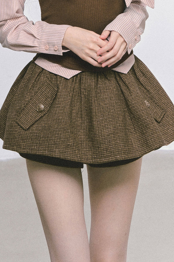 French Plaid Wool Skirt