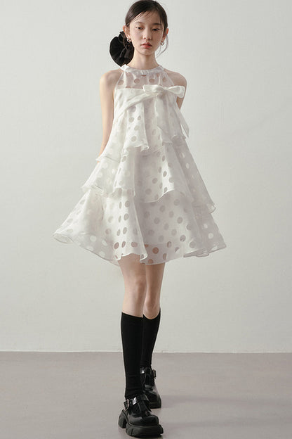 Polka Dot Ruffle Halter Dress