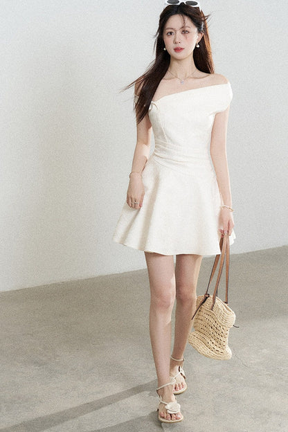 Apricot Off-Shoulder Slimming Dress