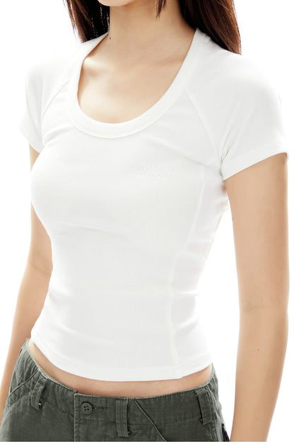 Top retrò a maniche corte raglan