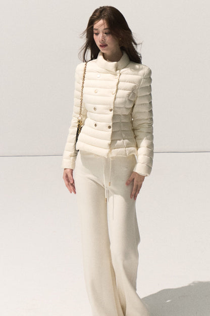 Ribbed Stand Collar Down Jacket