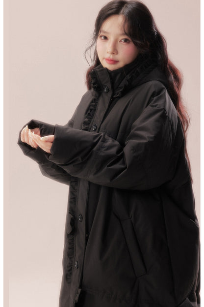 Cloud Pattern Quilted Long Down Jacket