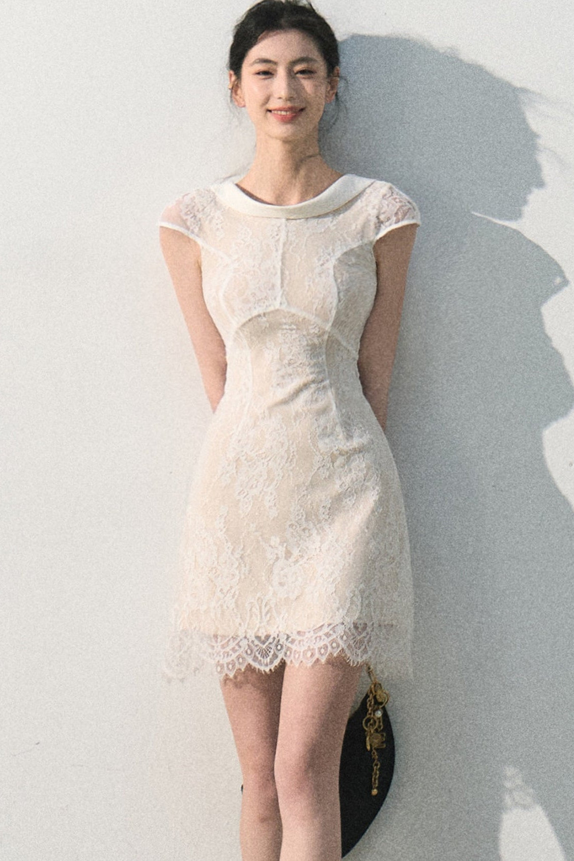 Abito jacquard in pizzo nuvola