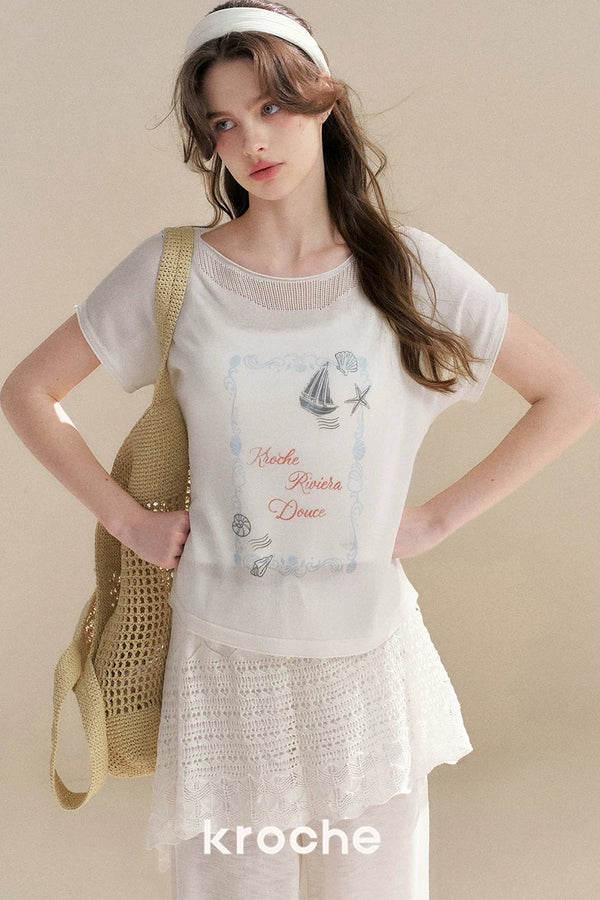 Hand-Painted Nautical Knit Top