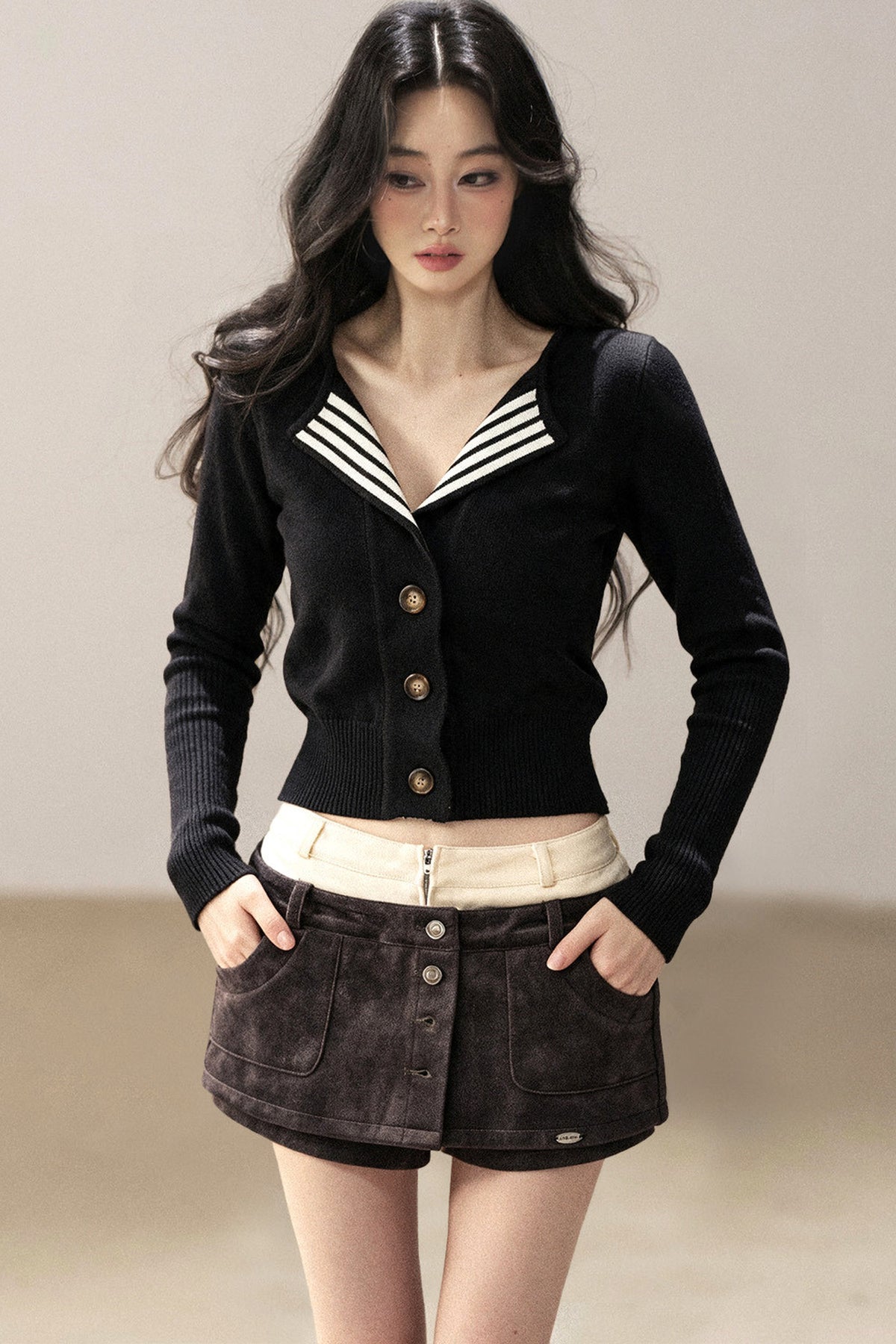 V-Neck Knit Cardigan Top