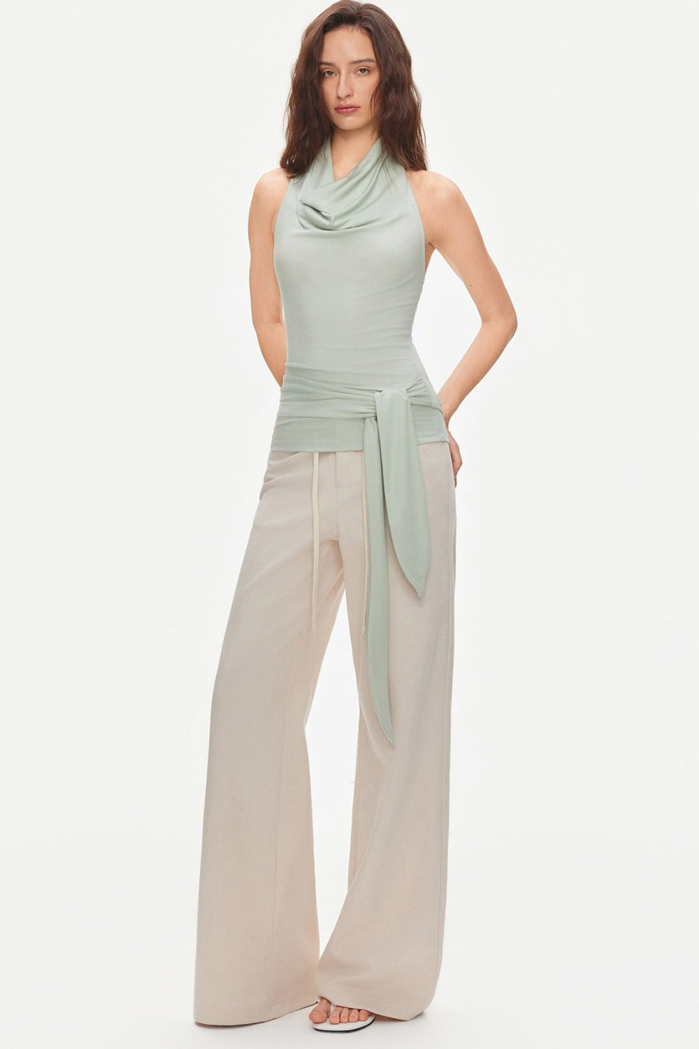 Drawstring Wide-Leg Trousers